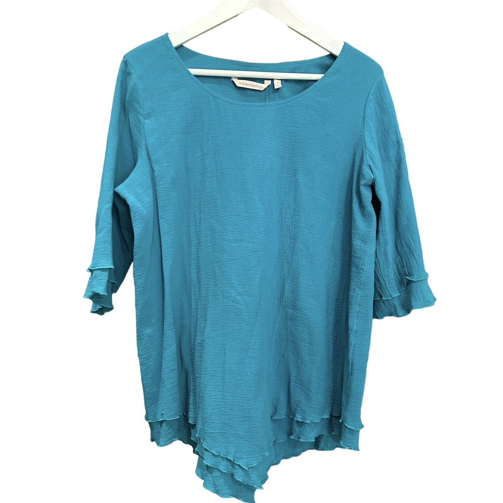 New‎ Soft Surroundings Siesta Key Tunic Crinkle Gauze Top Womens Small Coastal
